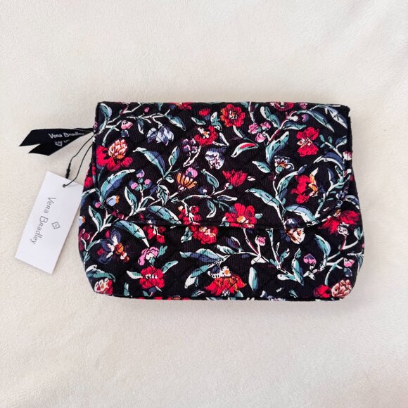 Vera Bradley Brush & Cosmetic Case in Perennials Noir - Picture 3 of 8